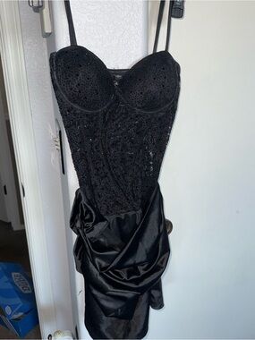 Windsor Black Sequin Bustier Mini Dress